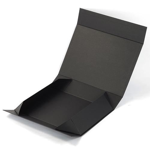 东莞厂家黑色折叠礼盒 可打扁有磁铁化妆品包装黑色折盒礼品盒